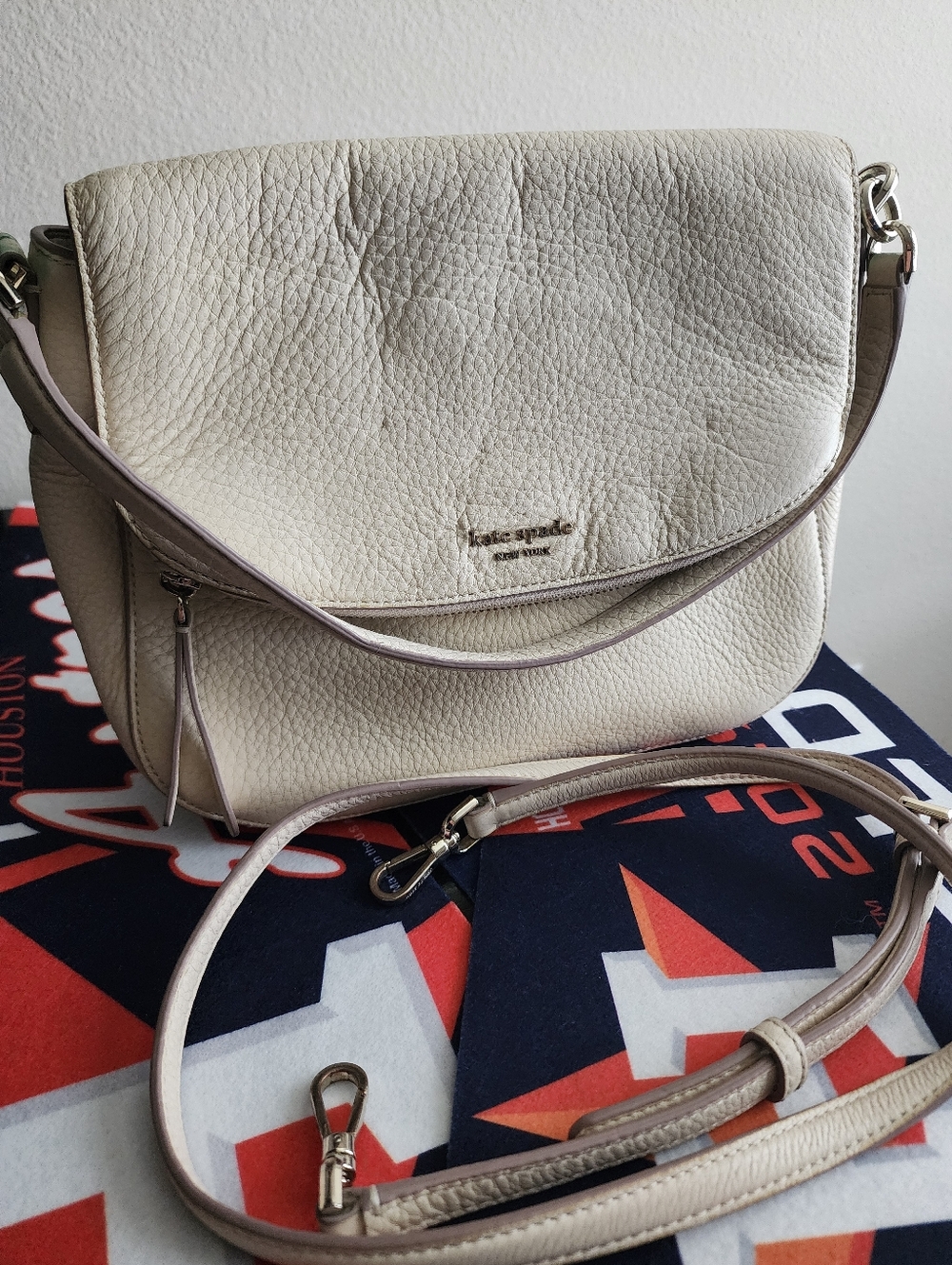 kate spade Pebbled Leather Crossbody Bag - Beige